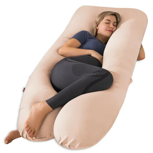 Miniatura 13 de Meiz - Almohada de embarazo, almohadas refrescantes de embarazo para dormir, almohada de embarazo de cuerpo completo con funda reversible de jersey