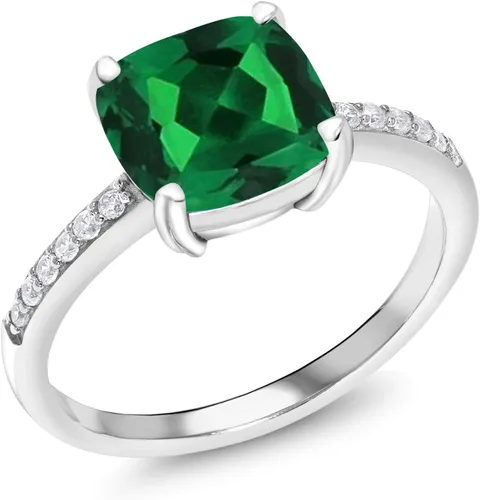 Miniatura 20 de Gem Stone King Anillo de compromiso de plata de ley 925 con piedra preciosa de corte cojín de 0.315 in Anillo de compromiso de aniversario de boda