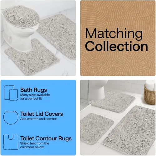 Miniatura 139 de Gorilla Grip - Tapete de baño de felpilla gruesa, suave y absorbente, secado rápido, de microfibra, con reverso de caucho, para piso de ducha, Nube
