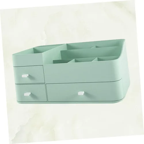Miniatura 6 de Housoutil 1pc Household Makeup Organizer with Drawer Green Plastic Cosmetic Storage Box for Lipstick Skincare and Brushes Desktop Organizer for