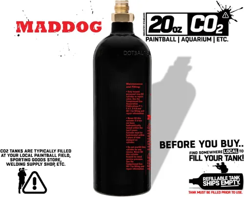 Miniatura 6 de Maddog 20 Oz Refillable Aluminum CO2 Paintball Tank - Aquarium Bottle - Ships Empty