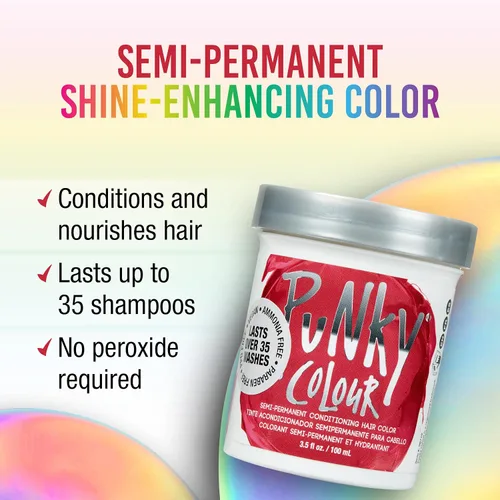 Miniatura 2 de Punky Cherry on Top Color de Cabello Semipermanente - Vegano y Libre de Crueldad, Tinte Acondicionador para Cabello, Dura Hasta 35 Lavados, 3.5 fl