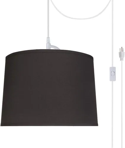 Aspen Creative, 72222-21 Kit de conversión de swag enchufable, 1 lámpara colgante con pantalla de tela imperio de tapa dura de transición, 12