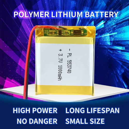 Miniatura 4 de Batería recargable Lipo de la batería del polímero de iones de litio de 3.7v 1000mAh 553740 con el conector del PH 6.6 ft m