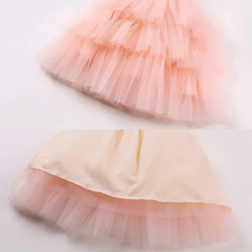 Miniatura 4 de Tutu Dreams Vestido tutú de 3 capas con volantes de tul para niñas pequeñas con diadema de flores Rosado