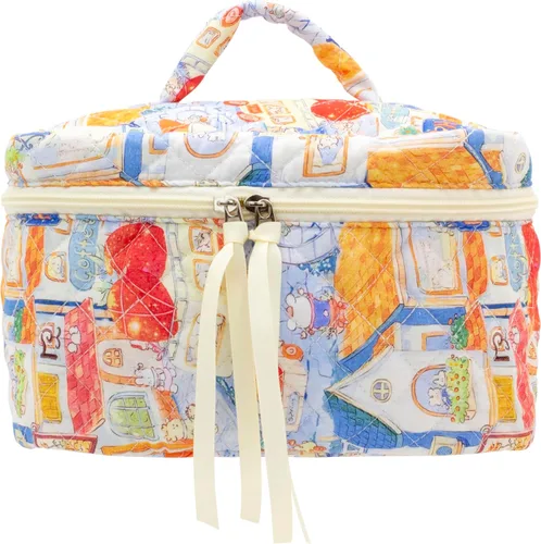 Miniatura 43 de PAZIMIIK - Bolsa de maquillaje de algodón para mujer, grande, acolchada para viaje, Rosa (Bow Pink), Vintage
