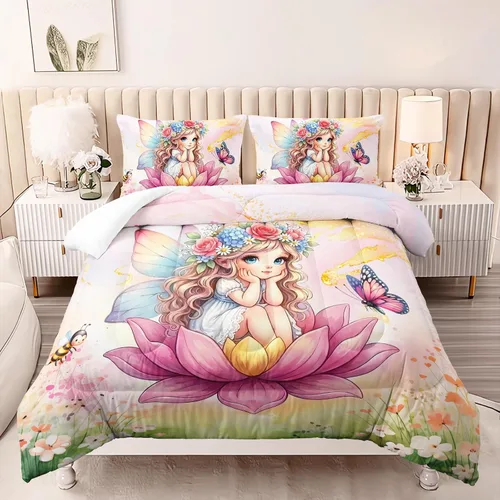 Miniatura 25 de AILONEN Juego de ropa de cama con estampado de gato en acuarela, tamaño individual con gatos y huellas para niños y niñas, juego de edredón suave