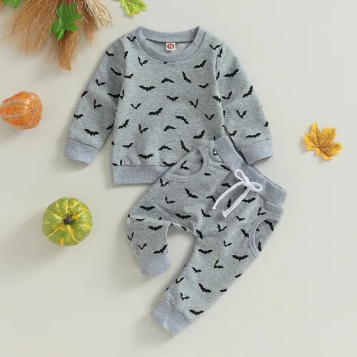 Miniatura 60 de YINGISFITM Conjunto de camisa de calabaza de Halloween para bebé, niña, niño, sudadera y pantalones para otoño e invierno