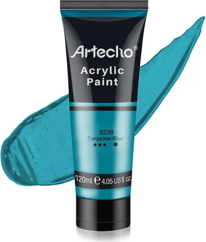Miniatura 48 de Artecho - Pintura acrílica blanco titanio (120 ml / 4.05 oz), tubos de pintura para manualidades artísticas sobre lienzo, piedra, roca, madera