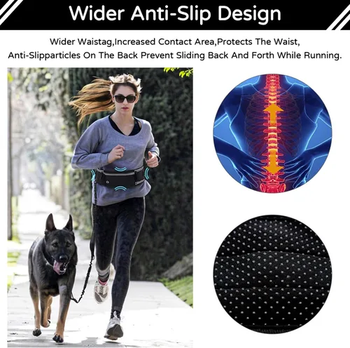 Miniatura 3 de Skmeditec Correa de perro manos libres con bolsa de cintura para pasear perros grandes, correa elástica que absorbe los golpes con bolsa