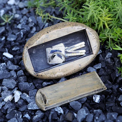 Miniatura 4 de Ocultar una llave de repuesto para exteriores, impermeable, falsa roca con llave de tortuga, caja de almacenamiento segura para exteriores