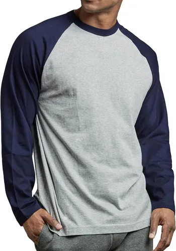 Miniatura 9 de Camiseta de béisbol raglán para hombre, de algodón, dos tonos, casual, atlética