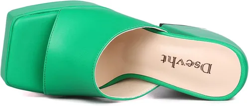 Miniatura 4 de Dsevht Sandalias de plataforma gruesa para mujer, sin cordones, puntera cuadrada, con tacón alto