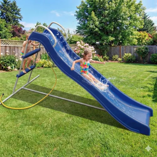 Miniatura 2 de Tobogán para interiores y exteriores, tobogán independiente de 6 pies con tobogán de escalera, tobogán acuático duradero, equipo para patio trasero