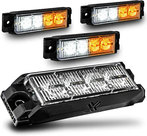Miniatura 35 de LAMPHUS NanoFlare - Luz de advertencia estroboscópica de 5 pulgadas y 6 W, color blanco ámbar, luz de advertencia estroboscópica para parrilla