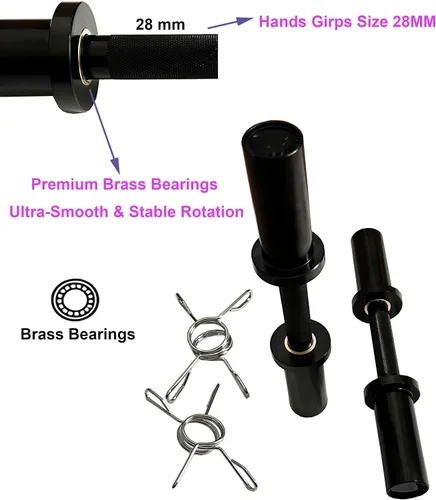 Miniatura 4 de Olympic Loadable Dumbbell Handle, 16 Inch Steel Barbell with 2 Pairs Collar Clips, 200lb Capacity for Home Gym, Weightlifting, Strength Training and