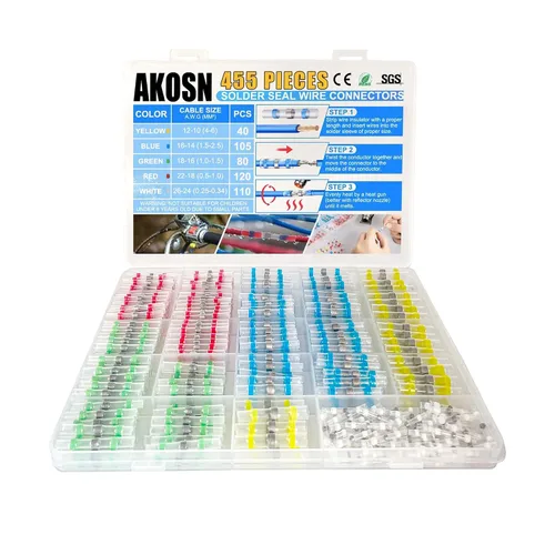 455 PCS Conectores de Empalme Autosoldantes Termorretráctiles, Kit de Conectores de Cable con Sellado de Soldadura, Conector de Empalme de Cable