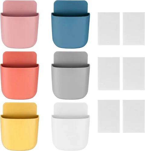 6 soportes para control remoto montado en la pared, autoadhesivo, para teléfono, bolígrafo, maquillaje, brochas de maquillaje, soporte para gafas,