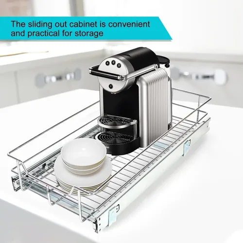 Miniatura 7 de Organizador de gabinete extraíble de 9 pulgadas de ancho x 17 pulgadas de profundidad, cajones deslizantes para organizadores de cocina