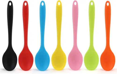 Vituer - Juego de 7 cucharas de silicona para servir, resistentes al calor, cucharas de cocina antiadherentes para cocinar, cucharas de servir para