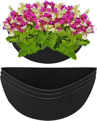 3 forros semicirculares de tela para macetas de 12 pulgadas, forro de fieltro de coco, alternativa para colgar en la pared, cesta de flores, 3