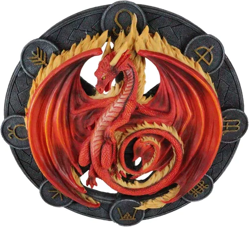 Miniatura 8 de Ebros Gift Wicca Neo Paganism Sabbats Rueda del Año Fantasía Dragón con símbolos sagrados Decoración de pared Escultura por Anne Stokes Dragons