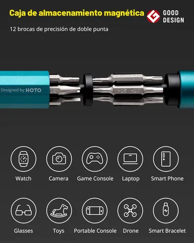 Miniatura 5 de HOTO Juego de destornilladores 24 en 1 con puntas múltiples mini destornillador magnético, juego de destornilladores manuales de precisión, Turquesa