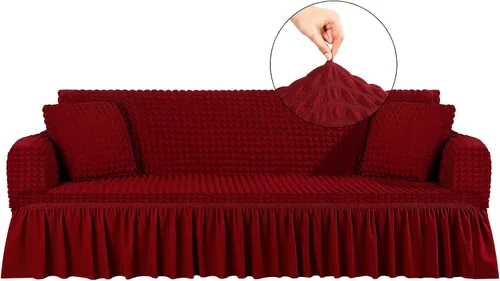 Miniatura 9 de SmoothNovelty Juego de 1 funda para sofá y 2 fundas para sofá con falda, duradero, lavable, de alta elasticidad, protector de muebles