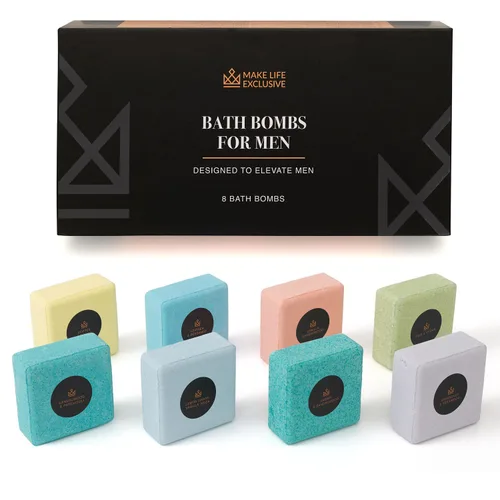 Miniatura 5 de Bombas de baño para hombres, forma de bloque, regalos para hombres, 8 bombas grandes de 5 onzas, productos 100% naturales y aceites esenciales