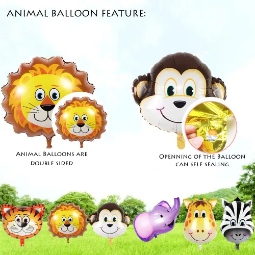 Miniatura 3 de Decoraciones de Fiesta de Cumpleaños de Safari de Selva - Paquete de 6 Globos Gigantes de Animales para Niños de Safari, Fiesta de Baby Shower
