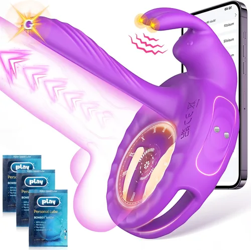 Anillo vibrador para pene juguetes sexuales para parejas mujeres - Vibrador manga para pene con vibradores de clítoris de conejo, manga de juguete