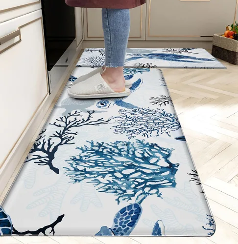 Miniatura 16 de weesire Alfombra de Cocina Verde Tapetes Anti Fatiga para Piso de Cocina Alfombras de Cocina Verde Salvia Floral Hierbas Espuma Viscoelástica Tapete