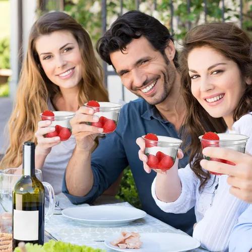 Miniatura 6 de Ziliny 100 copas de vino de plástico de 9 onzas sin tallo, desechables, copas de vino de plástico para fiestas, bodas, cumpleaños, cócteles