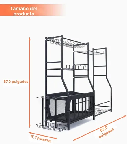 Miniatura 6 de WALMANN Organizador de equipo deportivo de garaje, soporte para bolsa de golf para almacenamiento de pelotas de garaje, estante de almacenamiento