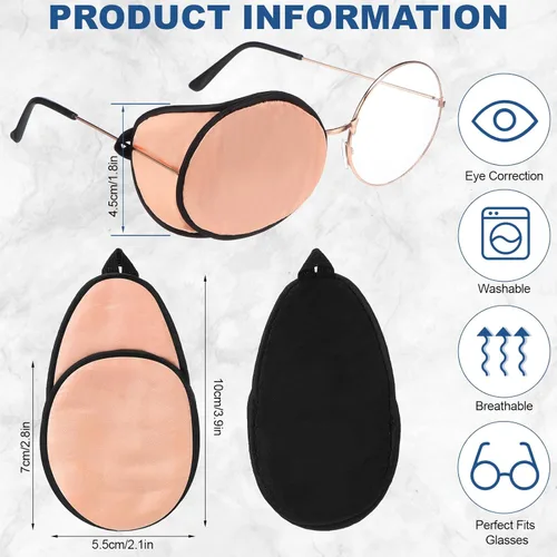 Miniatura 4 de Nuanchu 6 parches de seda para ojos para adultos, niños, hombres, mujeres, ambliopía de ojo perezoso, parches suaves para ojos izquierdos o derechos