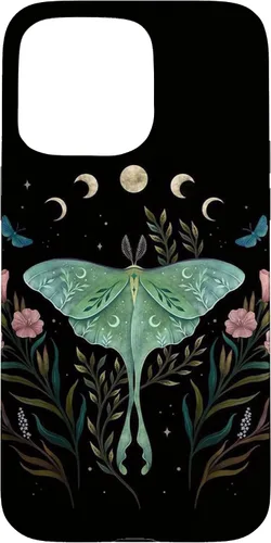 Miniatura 30 de Funda estética Witchy Luna Moth Flower Floral Moon Phases para iPhone 13