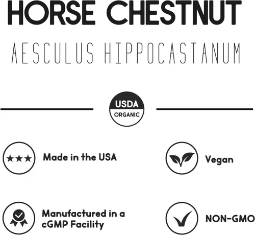 Miniatura 6 de Extracto de castaño de indias 500 mg 120 porciones Venas varicosas y salud de las venas sanguíneas Vegetariano, sin OMG y sin gluten