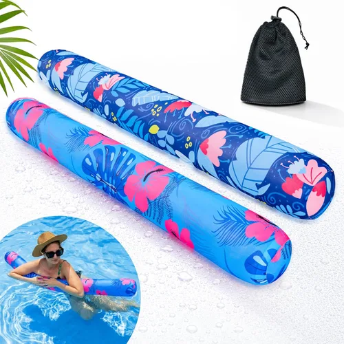 Miniatura 9 de Fideos inflables para piscina, paquete de 2 de tela suave de secado rápido cubiertos, fideos flotadores grandes para piscina, flotadores premium