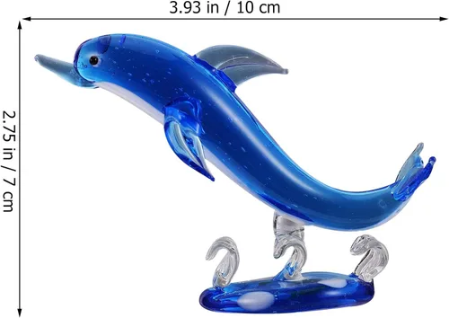 Miniatura 2 de BESPORTBLE Adorno de mesa de delfín, figura de delfín de cristal azul, estatua de animales marinos, escultura, pisapapeles, coleccionable, vida