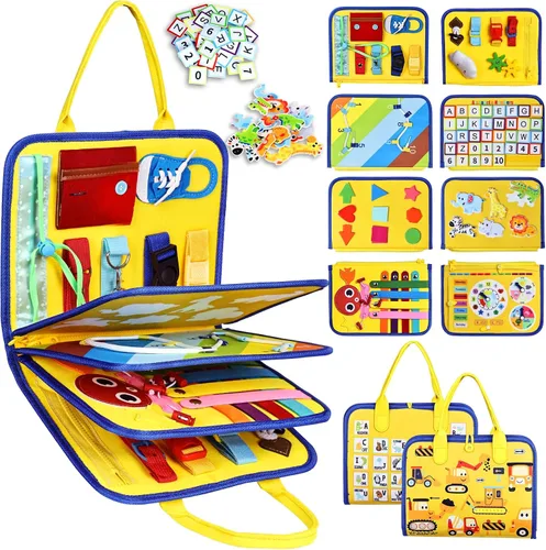 Miniatura 12 de Esjay Tablero de Actividades para Niños Pequeños Juguetes Montessori para Niños, Libro Sensorial Actividades Educativas para Aprender Habilidades