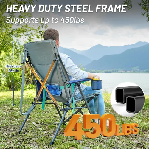 Miniatura 4 de Timber Ridge Oversized Camping Chair with Lumbar Support, Portable Folding Chair Heavy Duty for Adults Supports 450 LBS for Outdoor Camping Lawn