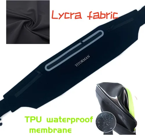 Miniatura 7 de Cangurera delgada con 3 bolsillos separados para mujeres y hombres, riñonera reflectante para correr, correr, caminar, ciclismo, campamento, Negro