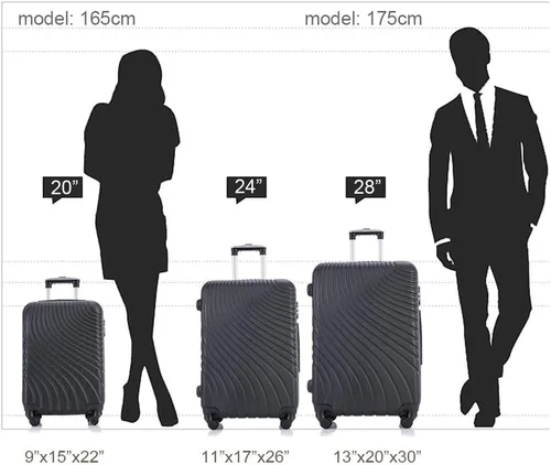 Miniatura 9 de Fridtrip - Maleta de viaje rígida, ligera, con ruedas giratorias, Negro, 3 PCS Suitcases