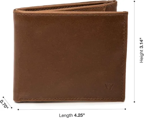 Miniatura 2 de VELEZ Carteras de cuero genuino para hombre, Café nogal, Cartera triple