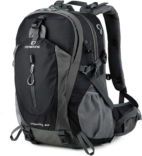 Fengdong Mochila de viaje impermeable y ligera para senderismo, acampadas, de 40 L, para hombres y mujeres a2-Negro