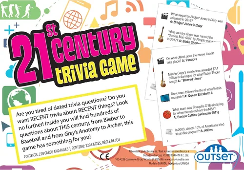 Miniatura 3 de Juego de trivia del siglo XXI, juego de fiesta, juego familiar, juego de viaje, divertido y fácil de jugar, 1200 preguntas de trivia, para 2 o más