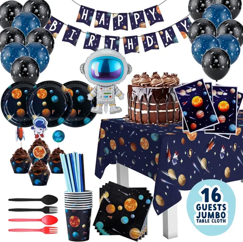 Miniatura 11 de ecoZen - Decoraciones de fiesta de cumpleaños de dinosaurios, suministros temáticos de Parque Jurásico para 16 invitados, incluye platos