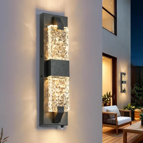 Miniatura 23 de Lámpara de pared inteligente para exteriores, lámpara exterior que cambia de color RGB, iluminación de pared exterior de carcasa de metal, luces