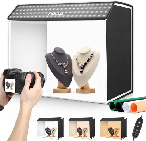 Miniatura 15 de Caja de luz de estudio fotográfico mini de Puluz, kit de tienda de fotos portátil, carpa plegable para fotografía con CRI >95, 104 luces LED y 6