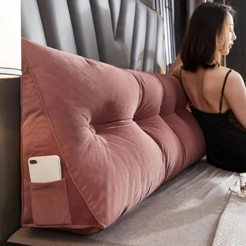 Miniatura 10 de Almohada de lectura suave para reposo en cama, cojín grande para cabecero, respaldo triangular, almohada de cuña para cuello y soporte lumbar